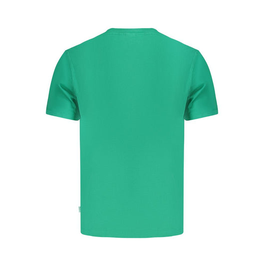 Back view of green Pepe Jeans cotton t-shirt with crew neck and logo, made from 100% sustainable cotton.