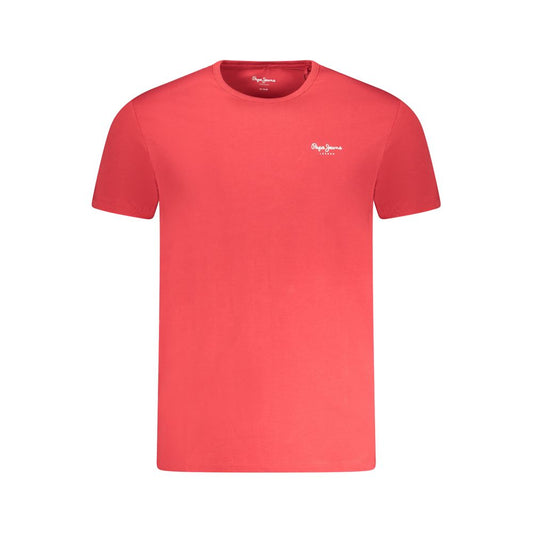 Pepe Jeans red cotton t-shirt for men with short sleeves and logo print