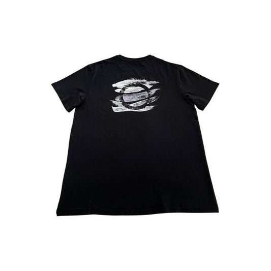 Trussardi Beachwear black cotton men's T-shirt with logo, back view showing sleek design and minimalist luxury.