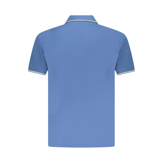 U.S. Grand Polo Blue Cotton Men Polo Shirt back view with short sleeves, classic design, and embroidered logo for style and comfort.