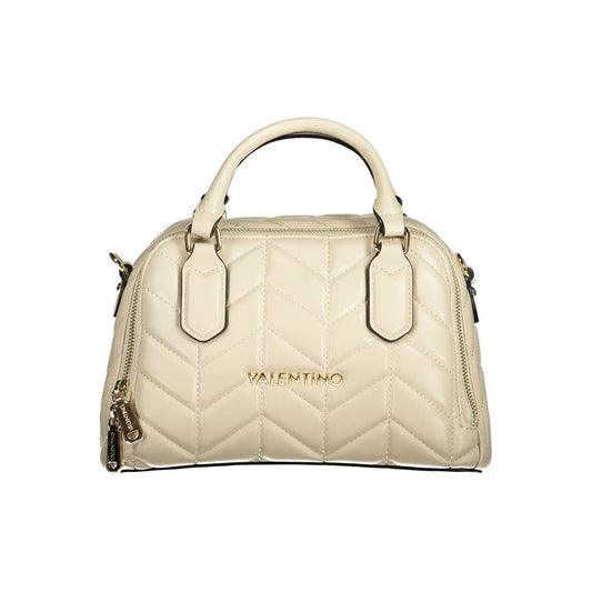 Valentino Bags beige handbag with quilted design and dual compartments, made from recycled polyethylene for stylish and ethical fashion.