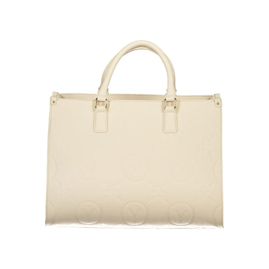 Valentino Bags beige polyethylene women handbag with dual handles and adjustable shoulder straps, elegant and versatile design.