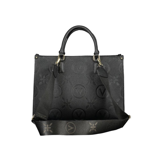 Valentino Bags black polyethylene women handbag with dual handles and adjustable strap, showcasing sophisticated style.