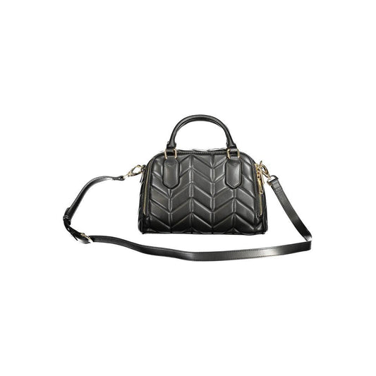 Valentino Bags black polyethylene handbag with dual handles and detachable shoulder strap, chic design, luxury fashion accessory.