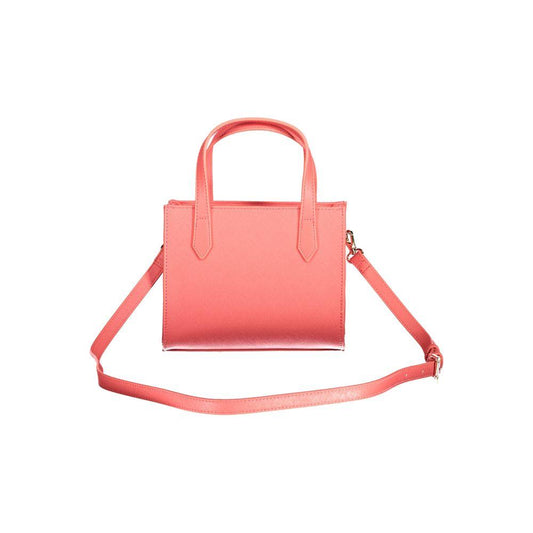 Valentino Bags pink polyethylene women's handbag with sleek zip closure, double handles, and adjustable strap for versatile carry.