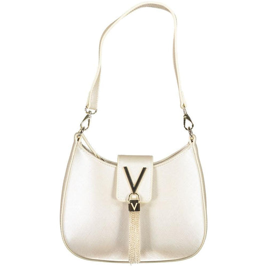 Valentino Bags silver polyethylene women handbag with removable shoulder handle and chain strap, featuring elegant design details.