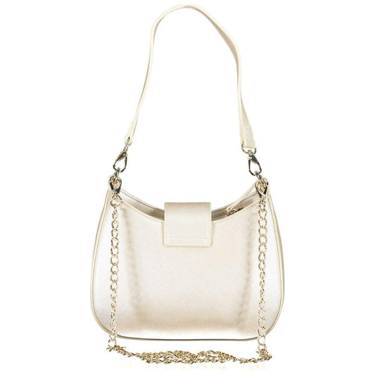 Valentino Bags silver polyethylene handbag with chain strap and removable handle, perfect for versatile elegance.