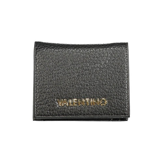 Valentino Bags black polyethylene wallet with coin purse, card spaces, automatic closure, and recycled logo.