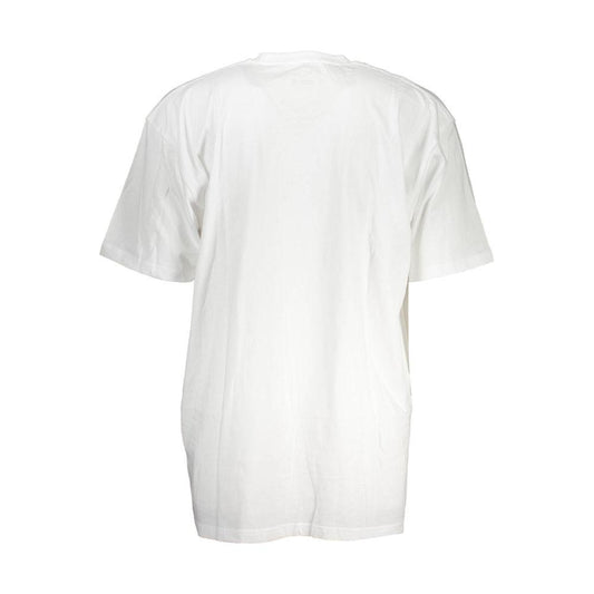 Back view of Vans white cotton men's T-shirt showcasing soft, breathable fabric for skater style comfort.