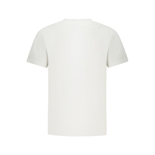 Back view of Vans white cotton T-shirt with short sleeves, classic fit, and crew neck. Features a subtle logo print.
